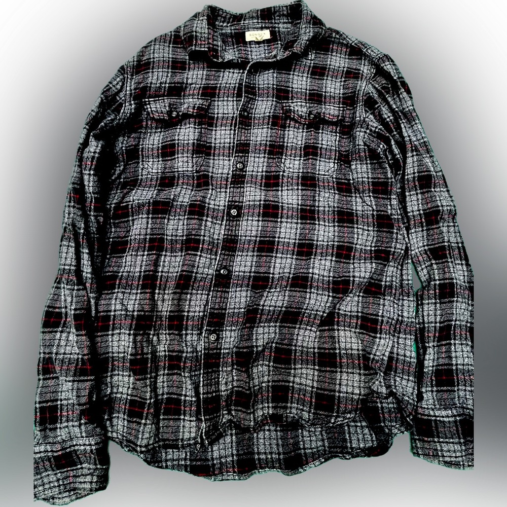 Large Sonoma Men’s Flannel (Black/Gray/Red)